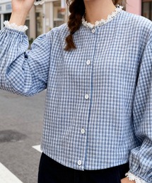 ギンガムチェック」に該当するシャツ/ブラウス（ブルー・ネイビー/青色
