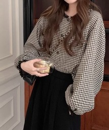 SHOUYO（ショウヨウ）の「ギンガムチェックブラウス／ボリュームロングスリーブ（シャツ/ブラウス）」