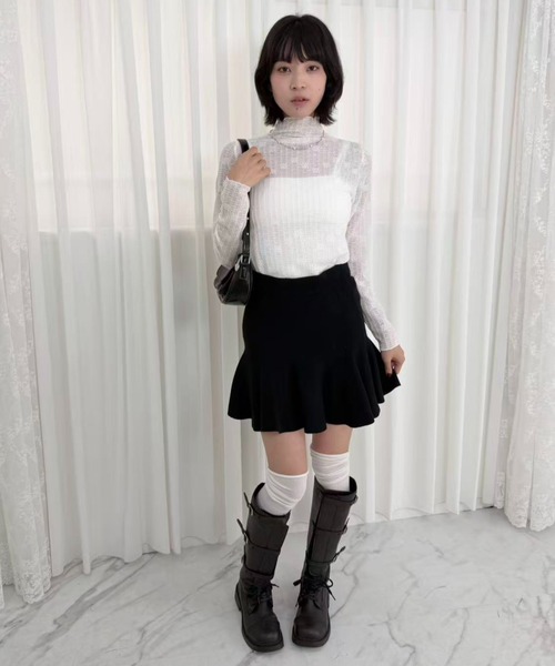 mebole(メボレ)の「ハイネックメロウシアートップス(Tシャツ/カットソー・レディース・ブラック/ホワイト・FREE)」の10枚目の写真