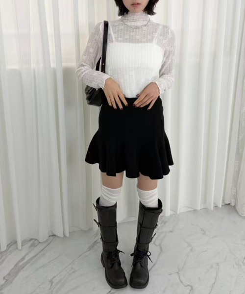 mebole(メボレ)の「ハイネックメロウシアートップス(Tシャツ/カットソー・レディース・ブラック/ホワイト・FREE)」の11枚目の写真