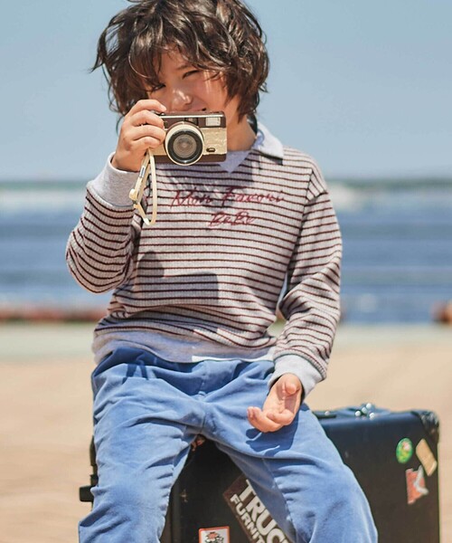 BeBe（ベベ）の「【お揃い】ボーダーリブZIPカラー長袖プルオーバー（ニット/セーター・キッズ・ホワイト系その他2/グレー系その他・130cm/110cm/140cm/150cm/120cm/100cm）」の13枚目の写真