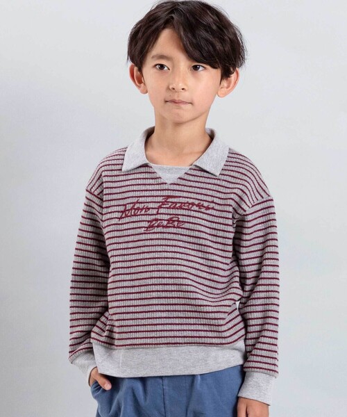 BeBe（ベベ）の「【お揃い】ボーダーリブZIPカラー長袖プルオーバー（ニット/セーター・キッズ・ホワイト系その他2/グレー系その他・130cm/110cm/140cm/150cm/120cm/100cm）」の15枚目の写真