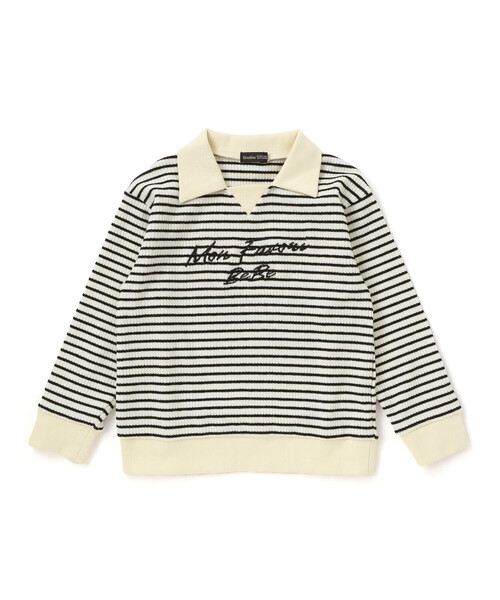 BeBe（ベベ）の「【お揃い】ボーダーリブZIPカラー長袖プルオーバー（ニット/セーター・キッズ・ホワイト系その他2/グレー系その他・130cm/110cm/140cm/150cm/120cm/100cm）」の19枚目の写真