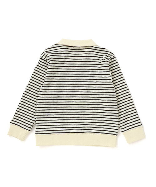 BeBe（ベベ）の「【お揃い】ボーダーリブZIPカラー長袖プルオーバー（ニット/セーター・キッズ・ホワイト系その他2/グレー系その他・130cm/110cm/140cm/150cm/120cm/100cm）」の3枚目の写真