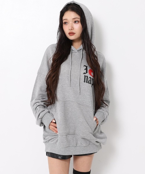 ANAP（アナップ）の「I LOVE anap プリント スウェット パーカー（スウェット・レディース・ブラック/グレー/ライトイエロー・F）」の3枚目の写真