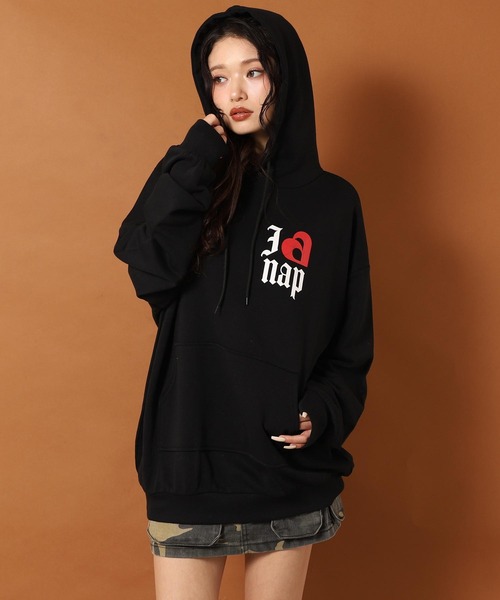 ANAP（アナップ）の「I LOVE anap プリント スウェット パーカー（スウェット・レディース・ブラック/グレー/ライトイエロー・F）」の2枚目の写真