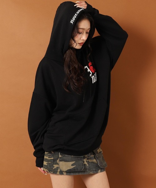 ANAP（アナップ）の「I LOVE anap プリント スウェット パーカー（スウェット・レディース・ブラック/グレー/ライトイエロー・F）」の7枚目の写真