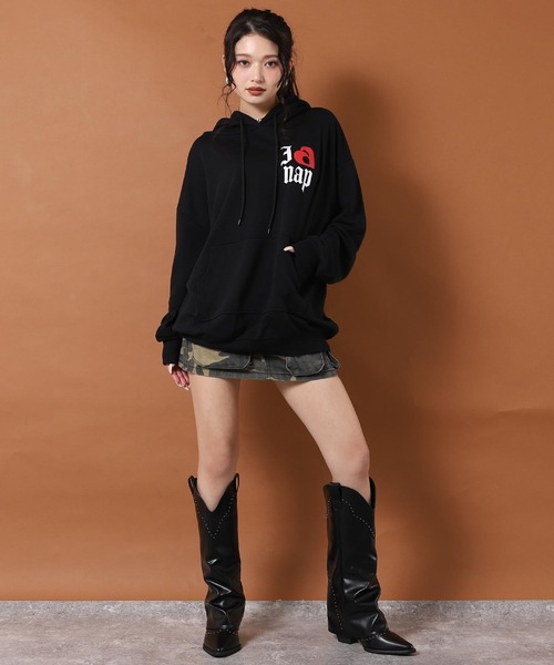 ANAP（アナップ）の「I LOVE anap プリント スウェット パーカー（スウェット・レディース・ブラック/グレー/ライトイエロー・F）」の9枚目の写真