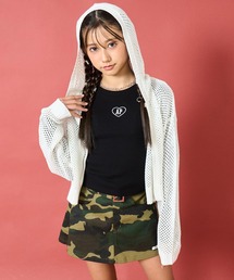 ANAP GｉRL（アナップガール）の「メッシュ クロップド ラメニット パーカー【キッズお揃い】（パーカー・キッズ）」