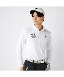 FILA GOLF フィラゴルフ ゴルフウェア ワンポイント ロゴ 軽量 保温 ストレッチ 裏起毛 長袖 ボタンダウン ポロシャツ