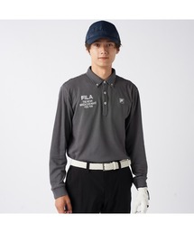 FILA GOLF フィラゴルフ ゴルフウェア ワンポイント ロゴ 軽量 保温 ストレッチ 裏起毛 長袖 ボタンダウン ポロシャツ