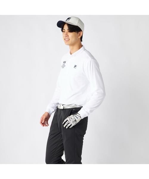 FILA GOLF(フィラゴルフ )の「FILA GOLF フィラゴルフ ゴルフウェア ワンポイント ロゴ 軽量 保温 ストレッチ 裏起毛 長袖 ボタンダウン ポロシャツ(ポロシャツ・メンズ・ネイビー/ホワイト/ブラック・M/L/3L/LL)」の10枚目の写真