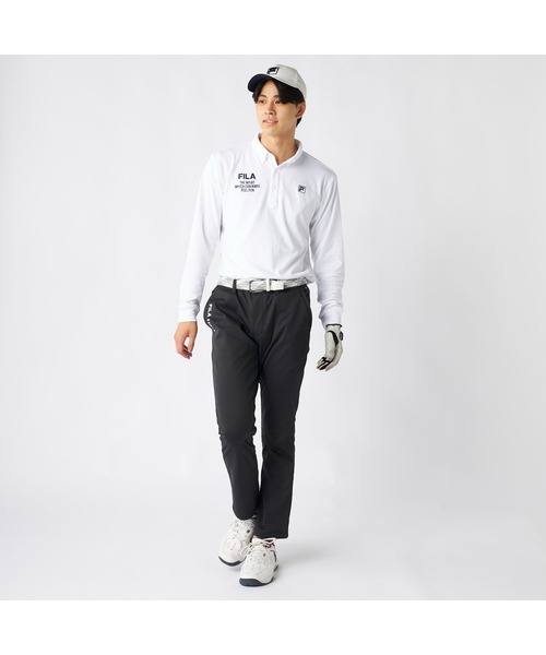 FILA GOLF(フィラゴルフ )の「FILA GOLF フィラゴルフ ゴルフウェア ワンポイント ロゴ 軽量 保温 ストレッチ 裏起毛 長袖 ボタンダウン ポロシャツ(ポロシャツ・メンズ・ネイビー/ホワイト/ブラック・M/L/3L/LL)」の11枚目の写真