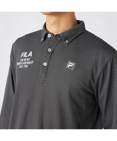 FILA GOLF(フィラゴルフ )の「FILA GOLF フィラゴルフ ゴルフウェア ワンポイント ロゴ 軽量 保温 ストレッチ 裏起毛 長袖 ボタンダウン ポロシャツ(ポロシャツ・メンズ・ネイビー/ホワイト/ブラック・M/L/3L/LL)」の16枚目の写真
