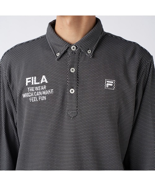 FILA GOLF(フィラゴルフ )の「FILA GOLF フィラゴルフ ゴルフウェア ワンポイント ロゴ 軽量 保温 ストレッチ 裏起毛 長袖 ボタンダウン ポロシャツ(ポロシャツ・メンズ・ネイビー/ホワイト/ブラック・M/L/3L/LL)」の17枚目の写真