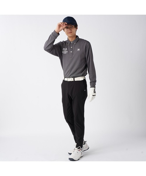 FILA GOLF(フィラゴルフ )の「FILA GOLF フィラゴルフ ゴルフウェア ワンポイント ロゴ 軽量 保温 ストレッチ 裏起毛 長袖 ボタンダウン ポロシャツ(ポロシャツ・メンズ・ネイビー/ホワイト/ブラック・M/L/3L/LL)」の18枚目の写真
