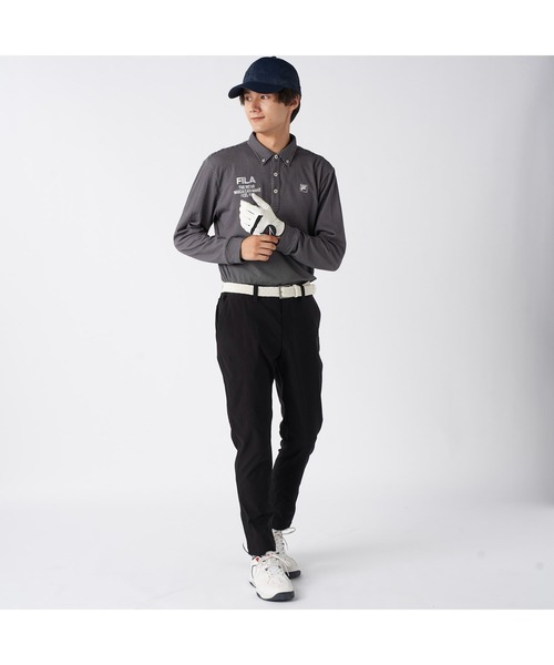 FILA GOLF(フィラゴルフ )の「FILA GOLF フィラゴルフ ゴルフウェア ワンポイント ロゴ 軽量 保温 ストレッチ 裏起毛 長袖 ボタンダウン ポロシャツ(ポロシャツ・メンズ・ネイビー/ホワイト/ブラック・M/L/3L/LL)」の19枚目の写真
