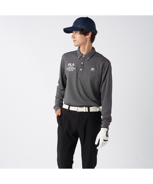 FILA GOLF(フィラゴルフ )の「FILA GOLF フィラゴルフ ゴルフウェア ワンポイント ロゴ 軽量 保温 ストレッチ 裏起毛 長袖 ボタンダウン ポロシャツ(ポロシャツ・メンズ・ネイビー/ホワイト/ブラック・M/L/3L/LL)」の20枚目の写真