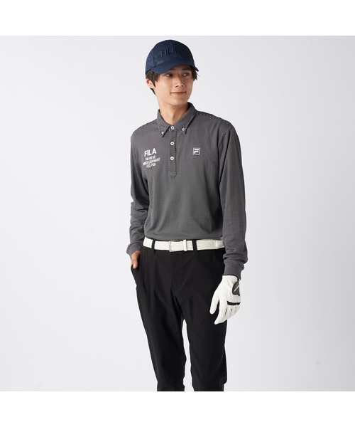 FILA GOLF(フィラゴルフ )の「FILA GOLF フィラゴルフ ゴルフウェア ワンポイント ロゴ 軽量 保温 ストレッチ 裏起毛 長袖 ボタンダウン ポロシャツ(ポロシャツ・メンズ・ネイビー/ホワイト/ブラック・M/L/3L/LL)」の21枚目の写真
