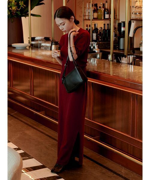 セール】【macoto×MIESROHE】ビスチェ付きニットワンピース