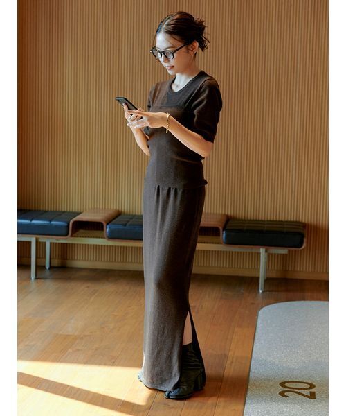 セール】【macoto×MIESROHE】ビスチェ付きニットワンピース