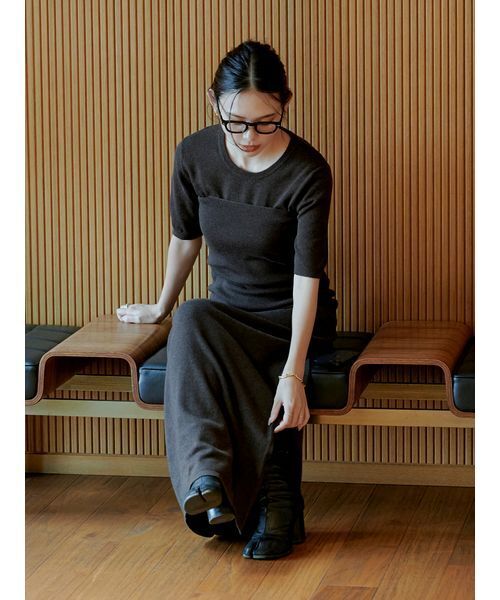 【macoto×MIESROHE】ビスチェ付きニットワンピース macoto×MIESROHE】ビスチェ付きニットワンピース(マキシ・ロング