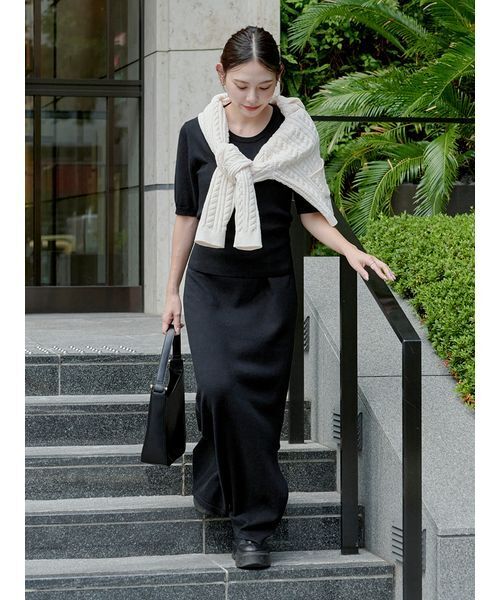 macoto×MIESROHE】ビスチェ付きニットワンピース（ワンピース