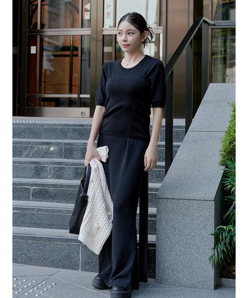 セール】【macoto×MIESROHE】ビスチェ付きニットワンピース