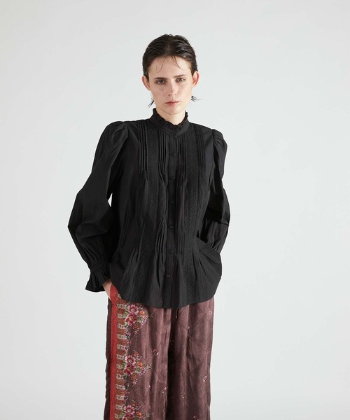 【crinkle crinkle crinkle】リビルトネック刺繍ブラウス セール】【crinkle crinkle crinkle】rebuilt neck embroidery blouse