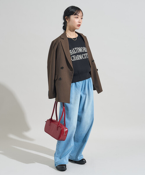 FREAK'S STORE(フリークスストア)の「【マシンウォッシャブル】スウェットライク ロゴニットプルオーバー(ニット/セーター・レディース・チャコールグレー/ブラック/ライトグレー・フリ-)」の7枚目の写真