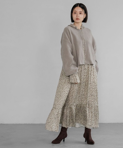 A part by(アパートバイ)の「フリルティアードワンピース(ワンピース・レディース・ベージュ/ブラック/レッド系その他6・FREE)」の17枚目の写真