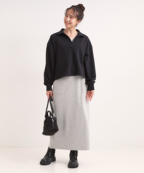 Cutie Blonde(キューティーブロンド)の「【なめらかタッチ/洗濯機可】スキッパーポロスウェット(スウェット・レディース・ワインレッド/ブラック/アイボリー・00)」の10枚目の写真