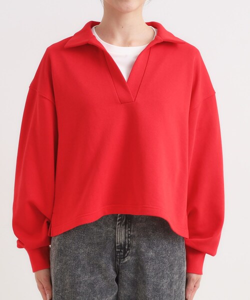 Cutie Blonde(キューティーブロンド)の「【なめらかタッチ/洗濯機可】スキッパーポロスウェット(スウェット・レディース・ワインレッド/ブラック/アイボリー・00)」の16枚目の写真