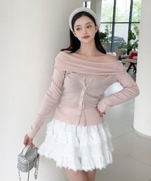 【Jasmine】2WAYフロントボタンデザインニットプルオーバー
