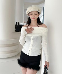 【Jasmine】2WAYフロントボタンデザインニットプルオーバー