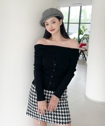 【Jasmine】2WAYフロントボタンデザインニットプルオーバー
