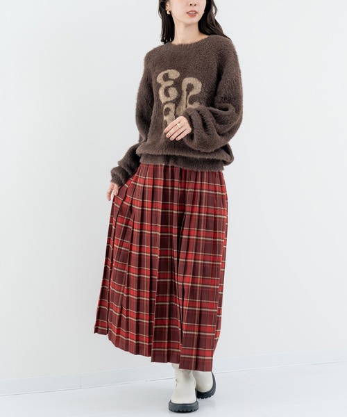 ANNA LUNA(アンナルナ)の「【ANNA LUNA】クラシカル な チェック が目を引く プリーツ スカート(スカート・レディース・ネイビー/レッド・MEDIUM)」の4枚目の写真