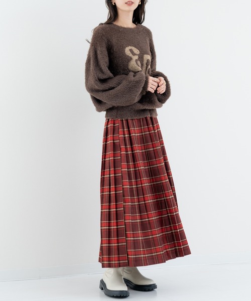 ANNA LUNA(アンナルナ)の「【ANNA LUNA】クラシカル な チェック が目を引く プリーツ スカート(スカート・レディース・ネイビー/レッド・MEDIUM)」の5枚目の写真