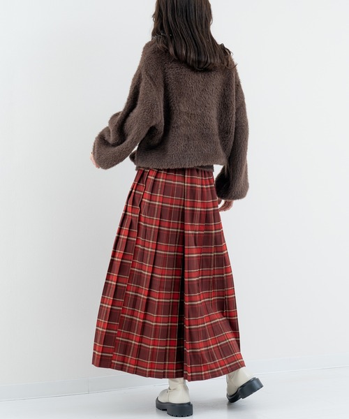 ANNA LUNA(アンナルナ)の「【ANNA LUNA】クラシカル な チェック が目を引く プリーツ スカート(スカート・レディース・ネイビー/レッド・MEDIUM)」の6枚目の写真