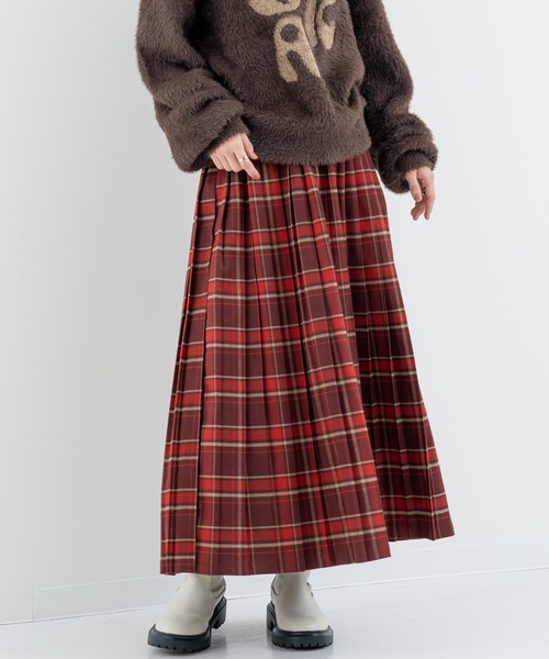 ANNA LUNA(アンナルナ)の「【ANNA LUNA】クラシカル な チェック が目を引く プリーツ スカート(スカート・レディース・ネイビー/レッド・MEDIUM)」の10枚目の写真