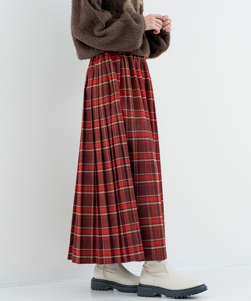 ANNA LUNA(アンナルナ)の「【ANNA LUNA】クラシカル な チェック が目を引く プリーツ スカート(スカート・レディース・ネイビー/レッド・MEDIUM)」の16枚目の写真