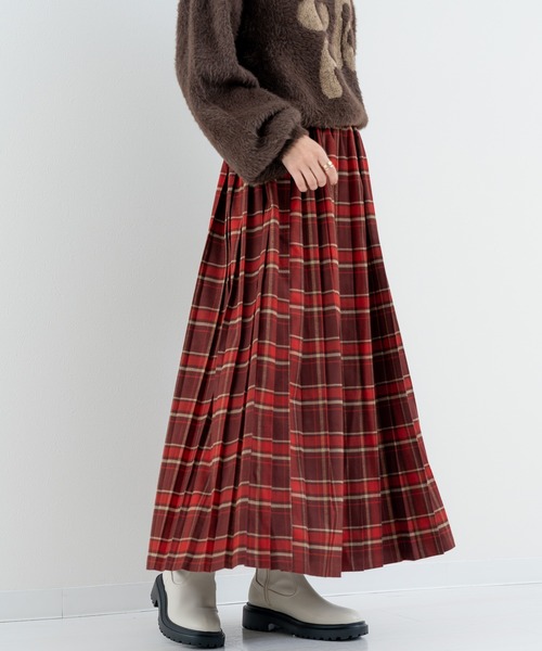 ANNA LUNA(アンナルナ)の「【ANNA LUNA】クラシカル な チェック が目を引く プリーツ スカート(スカート・レディース・ネイビー/レッド・MEDIUM)」の15枚目の写真