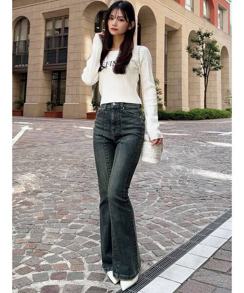 RESEXXY（リゼクシー）の「スタイルメイクフレアデニムパンツ（デニム