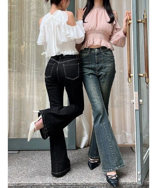 RESEXXY（リゼクシー）の「スタイルメイクフレアデニムパンツ（デニム