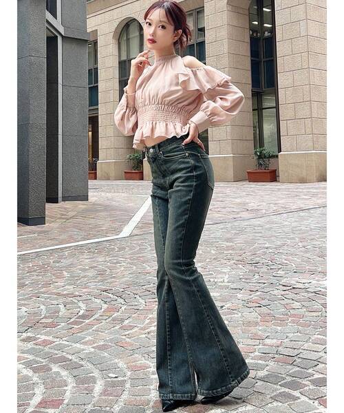 RESEXXY（リゼクシー）の「スタイルメイクフレアデニムパンツ（デニム