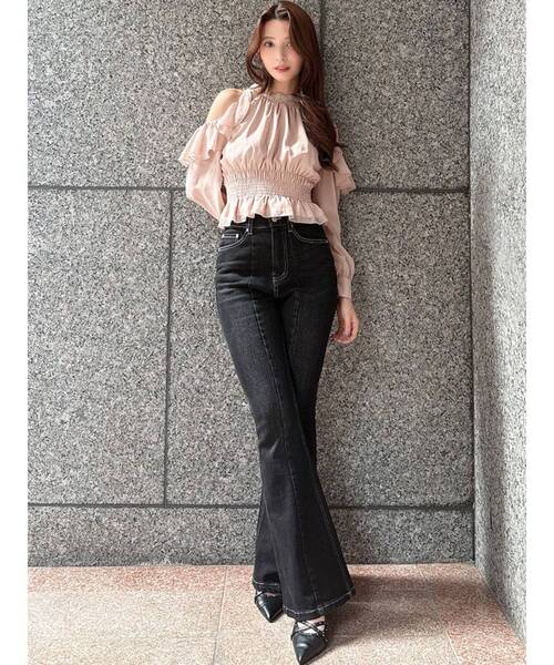 セール】スタイルメイクフレアデニムパンツ（デニムパンツ）｜RESEXXY