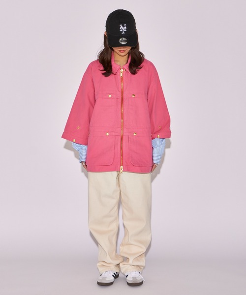 DIET BUTCHER SLIM SKIN(ダイエットブッチャースリムスキン)の「DIET BUTCHER SLIM SKIN/ダイエットブッチャースリムスキン Lite Duck “DOME” フラップポケットダブルジップ ジャケット 冬服(カバーオール・メンズ・ブラウン/ピンク/ナチュラル/インディゴブルー・FREE)」の4枚目の写真