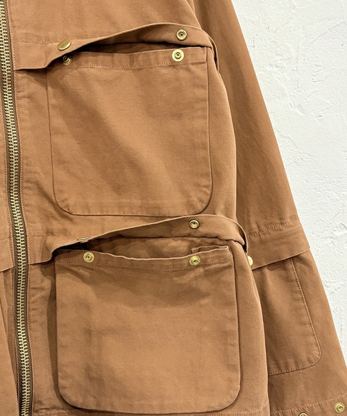 DIET BUTCHER SLIM SKIN(ダイエットブッチャースリムスキン)の「DIET BUTCHER SLIM SKIN/ダイエットブッチャースリムスキン Lite Duck “DOME” フラップポケットダブルジップ ジャケット 冬服(カバーオール・メンズ・ブラウン/ピンク/ナチュラル/インディゴブルー・FREE)」の6枚目の写真