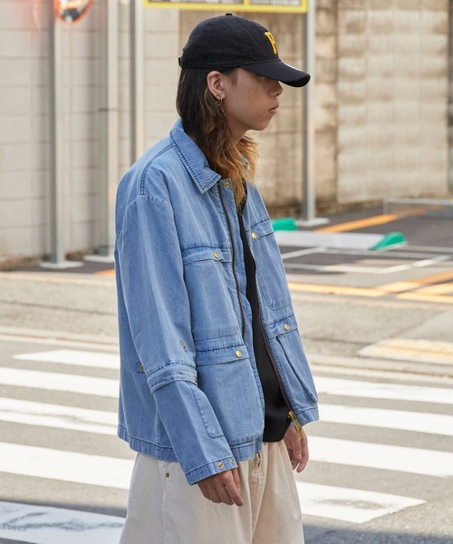 DIET BUTCHER SLIM SKIN(ダイエットブッチャースリムスキン)の「DIET BUTCHER SLIM SKIN/ダイエットブッチャースリムスキン Lite Duck “DOME” フラップポケットダブルジップ ジャケット 冬服(カバーオール・メンズ・ブラウン/ピンク/ナチュラル/インディゴブルー・FREE)」の20枚目の写真
