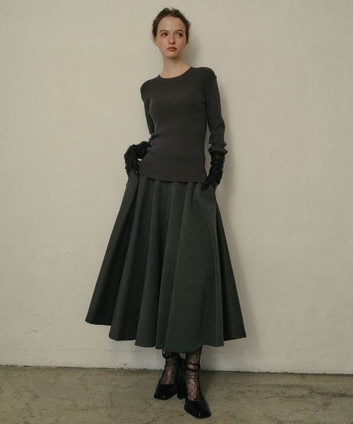 LE CIEL BLEU（ルシェルブルー）の「Strip Form Knit Skirt（スカート